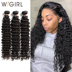 Wigirl Deep Wave 8- 28 30 32 34 40 Inch 1 3 4 Bundles Brazilian Hair Weave 100% Human Hair Bundles Long Curly Hair Extensions
