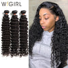 Image of Wigirl Deep Wave 8- 28 30 32 34 40 Inch 1 3 4 Bundles Brazilian Hair Weave 100% Human Hair Bundles Long Curly Hair Extensions