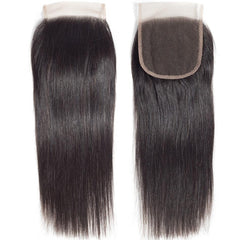 4x4 Lace Closure 100% Human Hair, Brazilian Hair Weaving Natural Color Remy