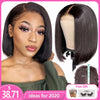 Image of 4x4 Remy Bob Short Closure Wigs Glueless For Black Women Lace Closure Human Hair Wig Straight Brazilian Hair With Baby Hair 150%