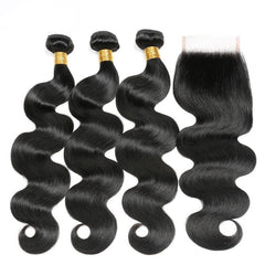 Brazilian Hair Weave Bundles With Closure Brazilian Body Wave Bundles With Closure Remy Human Hair Extensions With Closure 5PCS