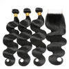 Image of Brazilian Hair Weave Bundles With Closure Brazilian Body Wave Bundles With Closure Remy Human Hair Extensions With Closure 5PCS