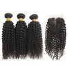Image of Kinky Curly Human Hair Bundles With Closure Brazilian Hair Non-Remy
