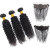Image of Malaysian Kinky Curly Hair Bundles With Lace Frontal 13*4 Remy Hair