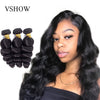 Image of VSHOW Peruvian Loose Wave Bundles 100% Remy Hair Extensions Natural Black 1/3/4 Bundles Deal Human Hair Weave Bundles Weft