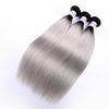 Image of T1B/Grey Peruvian Straight Hair 3 Bundle Non Remy Peruvian Ombre