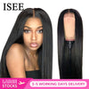 Image of ISEE HAIR Straight Lace Front Wig Remy 360 Lace Frontal Wig 150% Density 13X4/13X6 Malaysian Straight Lace Front Human Hair Wigs
