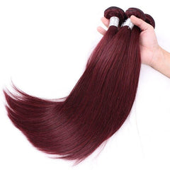 Brazilian Straight Remy Hair 99J Red Color