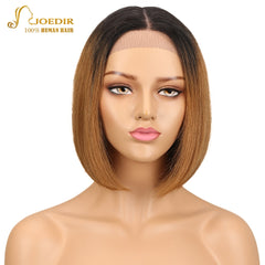 Joedir Brazilian Remy Hair Straight Short Human Hair Bob Wigs Ombre TT1B 30 Color Blunt Cut Bob Lace Front Wig With Closure