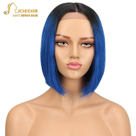 Joedir Brazilian Remy Hair Straight Short Human Hair Bob Wigs Ombre TT1B 30 Color Blunt Cut Bob Lace Front Wig With Closure